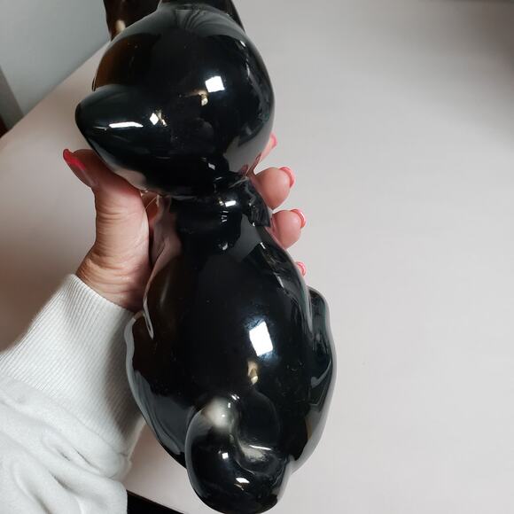 Vintage 50's Ceramic Figaro Cat Statues Figurines Black White Tuxedo Pink Bows - Picture 6 of 10